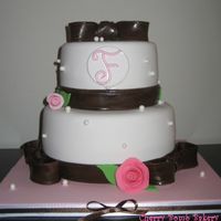 Pink & Brown Themed Anniversary I am so disappointed with how this cake photographed. It was so much prettier in person. The brown was a warm chocolate color and not...