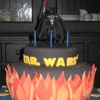 Star Wars I really wish this cake came out a little cleaner. I dusted off the corn strach as best as I could. This was the first cake that I covered...