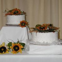 Sunflower Wedding My niece decided to get married at the last minute in a sunflower field so I threw this together for her. 10X8 white cake, white icing and...