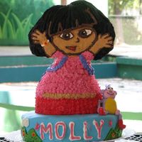 Dora Cake This is a 2nd birthday Dora & Boots! I was not fast enough to get a picture of the cake before a little hand got to it....the smudge...