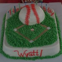 Baseball Cake I made this cake for my DS's birthday this month. It's a 9x13 sheet cake, and I used a bowl to bake the "baseball". We...