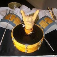 Longhorn Drum Cake Grooms Cake made for cousin who is the drummer in a band and also a huge fan of the Texas Longhorns. Chocolate cake covered in chocolate...