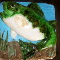 Bass Cake All fondant, hand painted scales/fins, etc. Thanks for looking!