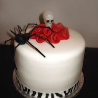 Roses, Skulls & Spiders Not really a Halloween cake, but I thought it would fit here best. Made for a friend who loves all things gothic. Cake is strrawberry cream...