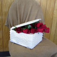 Basket Of Roses Cake Basket Cake (basketweave) with basketweave cake lid. roses oveflowing from.