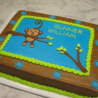 Monkey Baby Shower all buttercream with fondant monkey and accents. tfl