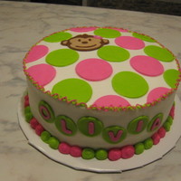 Girl Monkey Bday 8 inch round all buttercream with fondant monkey and polka dots. tfl