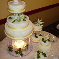 Wedding My very first wedding cake! All White cake, BC frosting, real flowers,