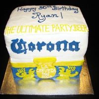 Corona Beer Case I made this cake for my brother and everyone at the party thought it was the real thing.Its all buttercream.