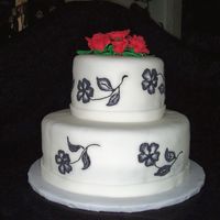 Course 3 Final Cake Fondant is so much fun to work with, but very unforgiving. You certainly can't just fix a boo-boo as with BC. Lost a few rose petals...