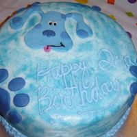 First Cake With Fondant Blue's Clues Birthday Cake.Covered in fondant.Face and paws in fondant.