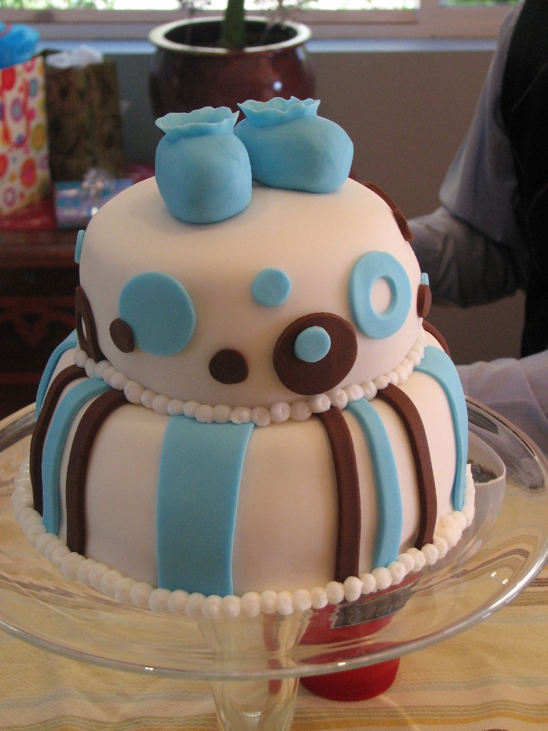 Baby Dedication This was the cake I made for our son's baby dedication. Decorated with fondant