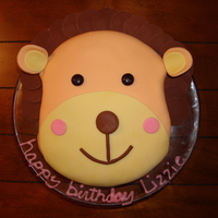 Lion Birthday Cake Butter cake with strawberry and cream cheese filling and fondant.