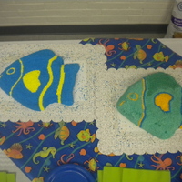 Fish Cake This was for a friend of mine. Her little boy was turning 1. These are just white cakes with buttercream frosting.