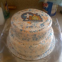Power Station Camp Cake This cake is white with buttercream frosting and white fondant. I added confetti to the cake to match the colors. This was done for a...