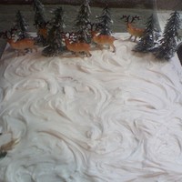 Deer Hunting White cake buttercream frosting. Was trying to make it look all snowy but kept having trouble. lol