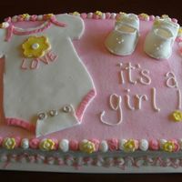 Baby Isabell Loved this cake! Sheet cake with all fondant accents. My only issue was that I made 2 right shoes and didn't realize it until it was...