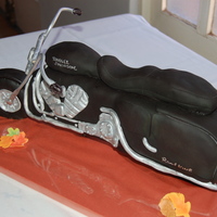 Roadking Motorcycle sculpted from cake and rice krispie treats, and covered in fondant.