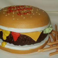 Cheeseburger And Fries This is a three-layer cake done in buttercream with fondant trims. I have a small cake business and a website, and am wondering if I...