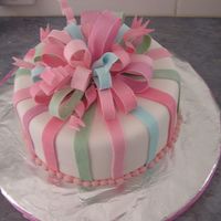 Pretty Bow Cake I made this for my sisters 30th Birthday, The entire cake was covered and the decorations were made out of fondant. Its a Chocolate mud...