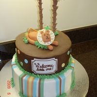King Of The Jungle Baby shower cake that matched the partyware. Sugarshack's buttercream on bottom and Jibbies chocolate buttercream on top. Fondant...