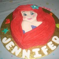 Cake Con Carita En Pastillaje. cake de mi hija, la sirenita.