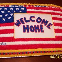 Welcome Home 12 People in my husband's shop just got back from Iraq. I made this cake for their welcome home party!!! Everyone liked it!!!