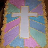 Cross Cake 1 This was done for Sunday School Teacher Appreciation Day at church. 1/2vanilla - 1/2 choc. w/ buttercream frosting. Thanks to cambo for the...