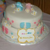 Baby Boy Or Girl This cake is make from fondant. I must give credit to triple c cake for this idea. My first baby shower cake.