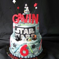 Gavin's Star Wars Cake Birthday boy is a HUGE fan. I let him add all his special Lego figurines to the cake himself... just the way he wanted them!