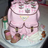 Baby Giada's Backpack "Prada" back pack with the baby linen pattern on the "lid". The couples' passion for hiking for active life and...