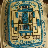 R2 D2 R2 D2 all free hand in buttercream! WOW i that was quite tedious