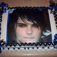 Gerard Way Cake Edible Image of Gerard Way with all buttercream decorations.