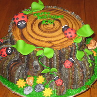 Stump Cake I love the way the ladybugs turned out!! This was for my mother-in-laws B-day. Buttercream iced with fondant ladybugs, leaves, rocks and...