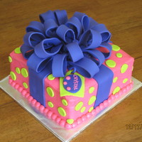 Birthday Presesnt This was a cake I did for my sister-in-law. Buttercream iced with fondant bow and dots, can't remember which picture gave me the...