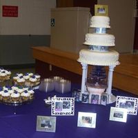 Words To Love By And Cupcakes This is from Wilton's Tiered Cakes Book. It is covered in MMF and sprayed lightly with gold luster dust spray. It is covered in words...