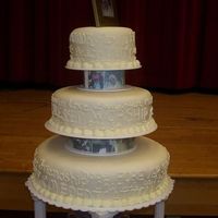 Words To Love By This is a closeup picture of the cake. It is from the Wilton Tiered Cakes Book. It is a 6",10",14" round covered in MMF and...