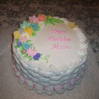 Mom's Birthday For mom's birthday. Butter cream with royal flowers. I had the wrong size board - but this was all I had to use. Becky