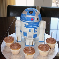 R2D2 This is an R2D2 cake that I made for a five year old's birthday. I wish they had let me use fondant, but I impressed myself with the...
