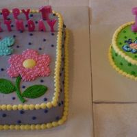 1St Birthday Cake W/ Smash Cake This is a chocolate fudge cake decorated in buttercream icing along with a smash cake for the 1 year old. It was designed to match the...