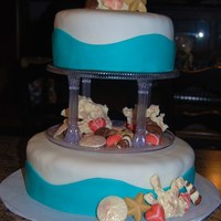 Tropical Engagement Party This is a chocolate cake decorated in fondant and chocolate shells and corals. It was for a tropical engagement party.