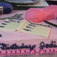 Hair Dresser Cake Chocolate scissors and comb, rice krispies blow dryer and phone covered in fondant. First time using the rice krispies, so its a little...