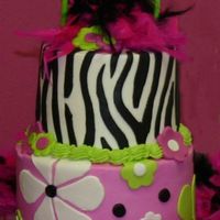 Zebra Retro Birthday Cake Two tier cake made for my daughter's 5th birthday. Cakes are covered in buttercream and accents are fondant. I used the buttercream...