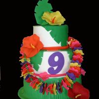 Luau Cake Covered in buttercream icing with fondant details.