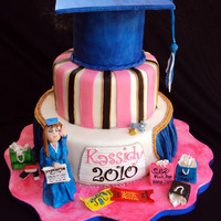 Kassidy's Graduation Cake This is For a wonderful young lady who is into Musicals, Hot Pink, Shopping and Fun. She is graduating from St. Josephs and going on to TLU...