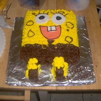 Sponge Bob Birthday This was for my son. Chocolate cake covered in buttercream to look like the character.