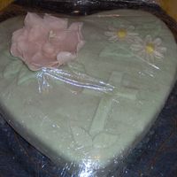 Easter Practice This was a butter recipe cake covered in buttercream and then fondant with the fantasy flower from the gumpaste/fondant class and a fondant...