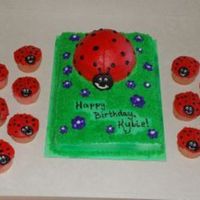 Ladybug Cake And Cupcakes Half of the Wilton's sports ball pan for the big ladybug. She was removable for the birthday girl to have a smash cake. Sprayed the 13...