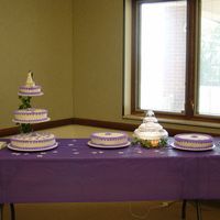 Wedding Cake On Floater Bride wanted a simple cake w/ purple flowers. Buttercream icing and drop flowers. You can't get much more simple than that!! Bottom...