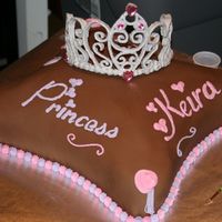 Chocolate Pillow Cake RI tiara, chocolate fondant, buttercream decorations.